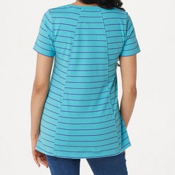 LOGO Washed Striped Knit Top with Swing Hem 1512 - Picture 2 of 2